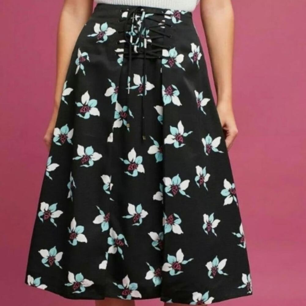 Anthropologie Maeve Zadie Lace-Up Skirt Size: 2
